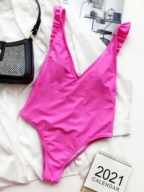 Hot Pink Ruffled One-Piece Swimsuit